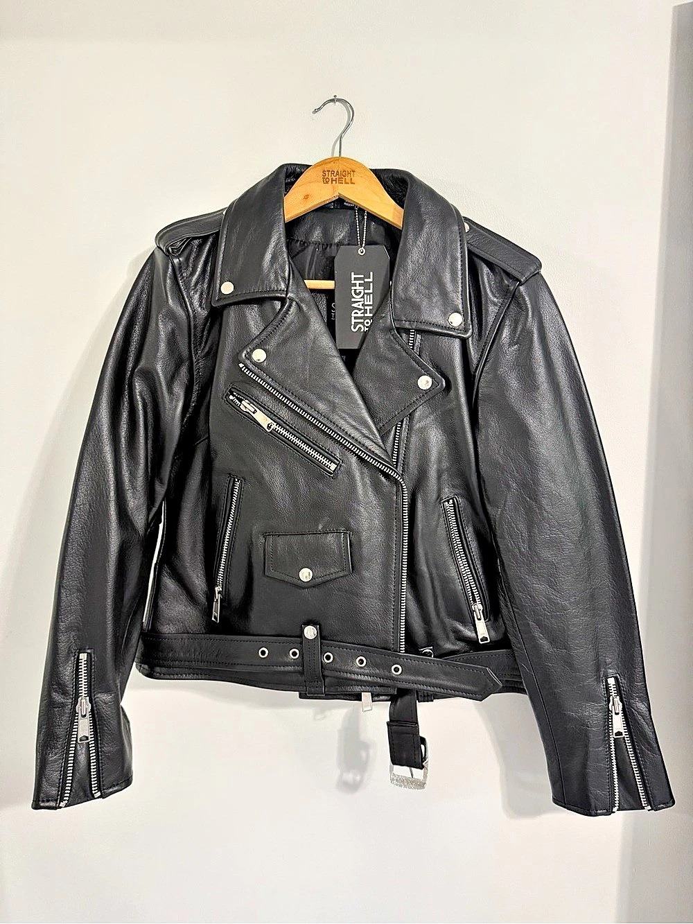 Straight To Hell Brand Commando Leather Jacket size 12 (Large), New with tags
